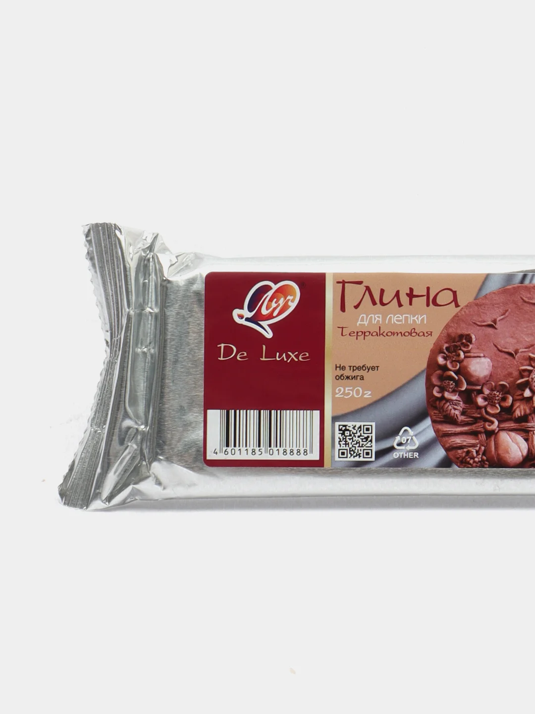 Терракотовый глина для лепки 250 г, "Луч" De Luxe, не требует обжига, белая