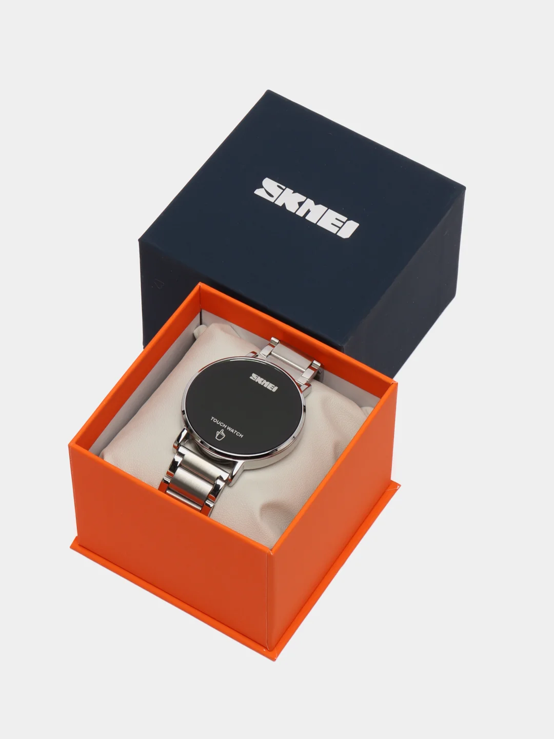 Серебряный мужские цифровые наручные Led часы Skmei 1550 в подарочной упаковке
