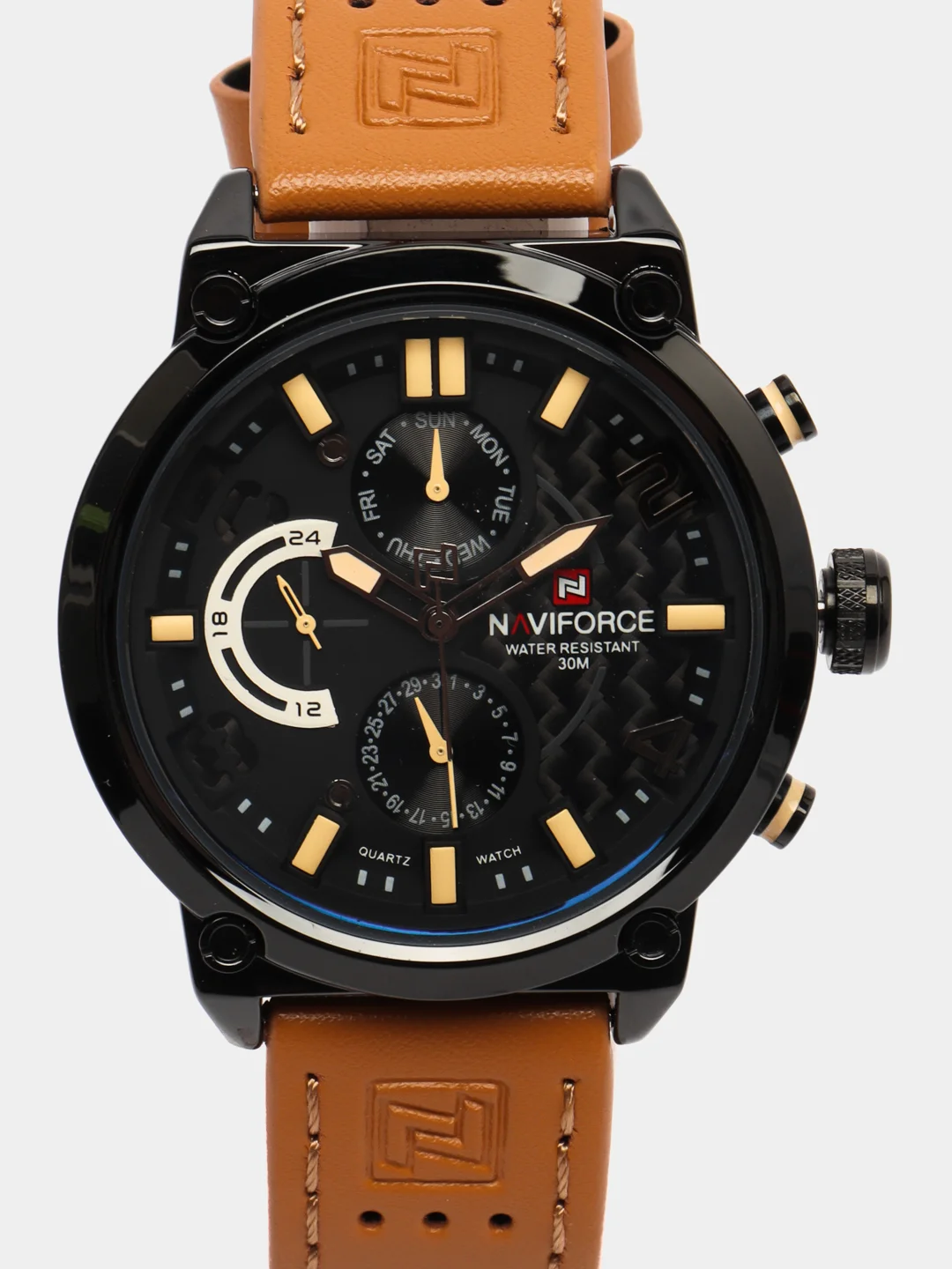 Коричневый мужские наручные часы Naviforce NF9068L с хронографом, в подарочной упаковке