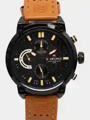 Коричневый мужские наручные часы Naviforce NF9068L с хронографом, в подарочной упаковке