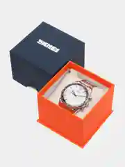 Серебряный мужские наручные часы Skmei 9096 в подарочной упаковке