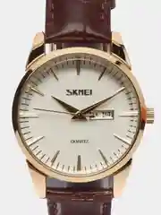 Коричневый мужские и женские наручные часы Skmei 9073 с календарем в подарочной упаковке