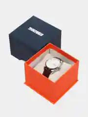 Серебряный мужские и женские наручные часы Skmei 9073 с календарем в подарочной упаковке