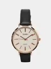 Черный женские наручные часы Skmei 1397 с кожаным ремешком