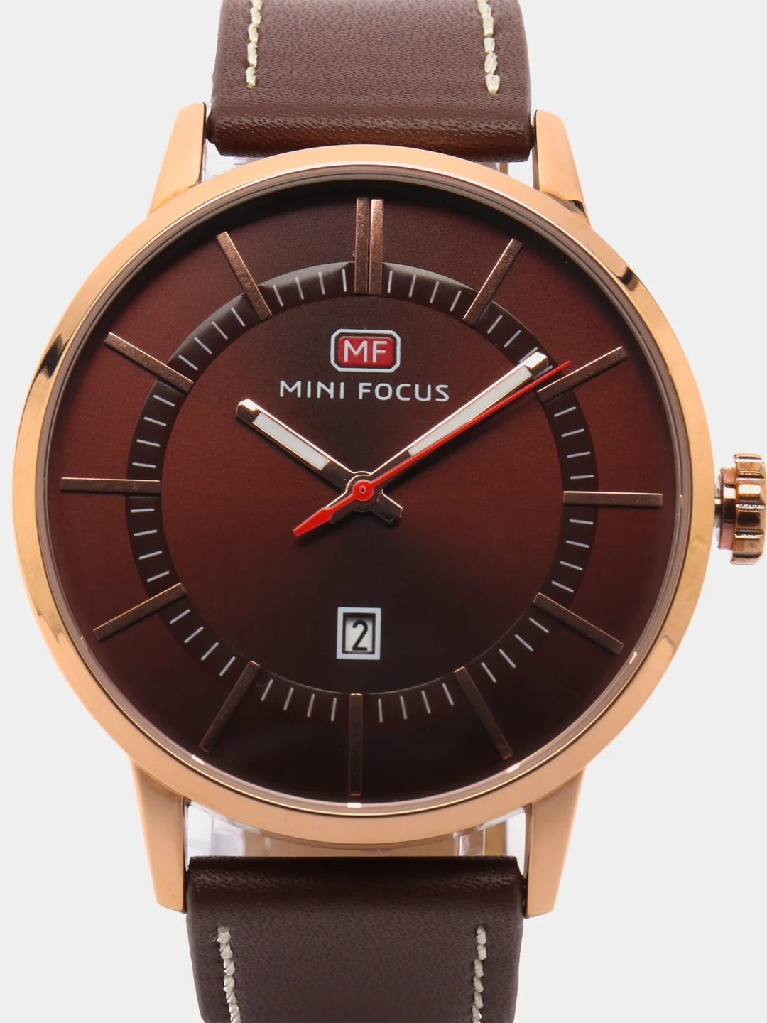 Бронзовый мужские наручные часы Mini Focus MF0033G c календарём, в подарочной упаковке
