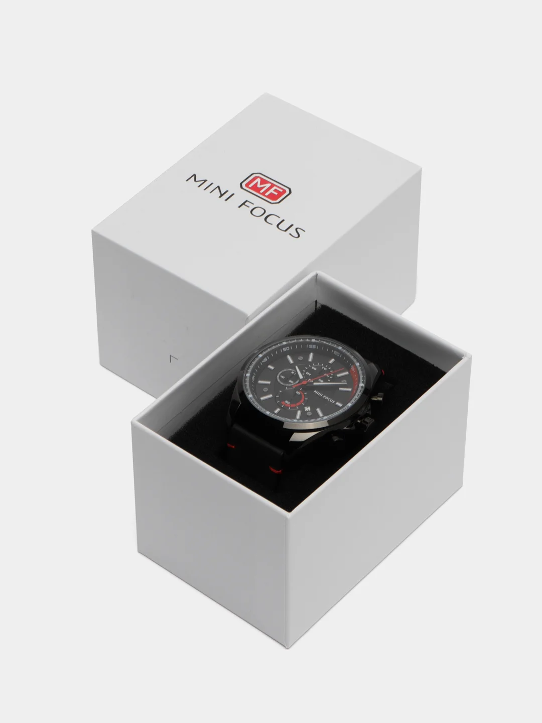 Черный мужские наручные часы Mini Focus MF0080G, с хронографом, в подарочной упаковке