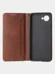 Коричневый чехол-книжка GQ для Realme C30 / Realme C30s / Realme Narzo 50i Prime из кожи