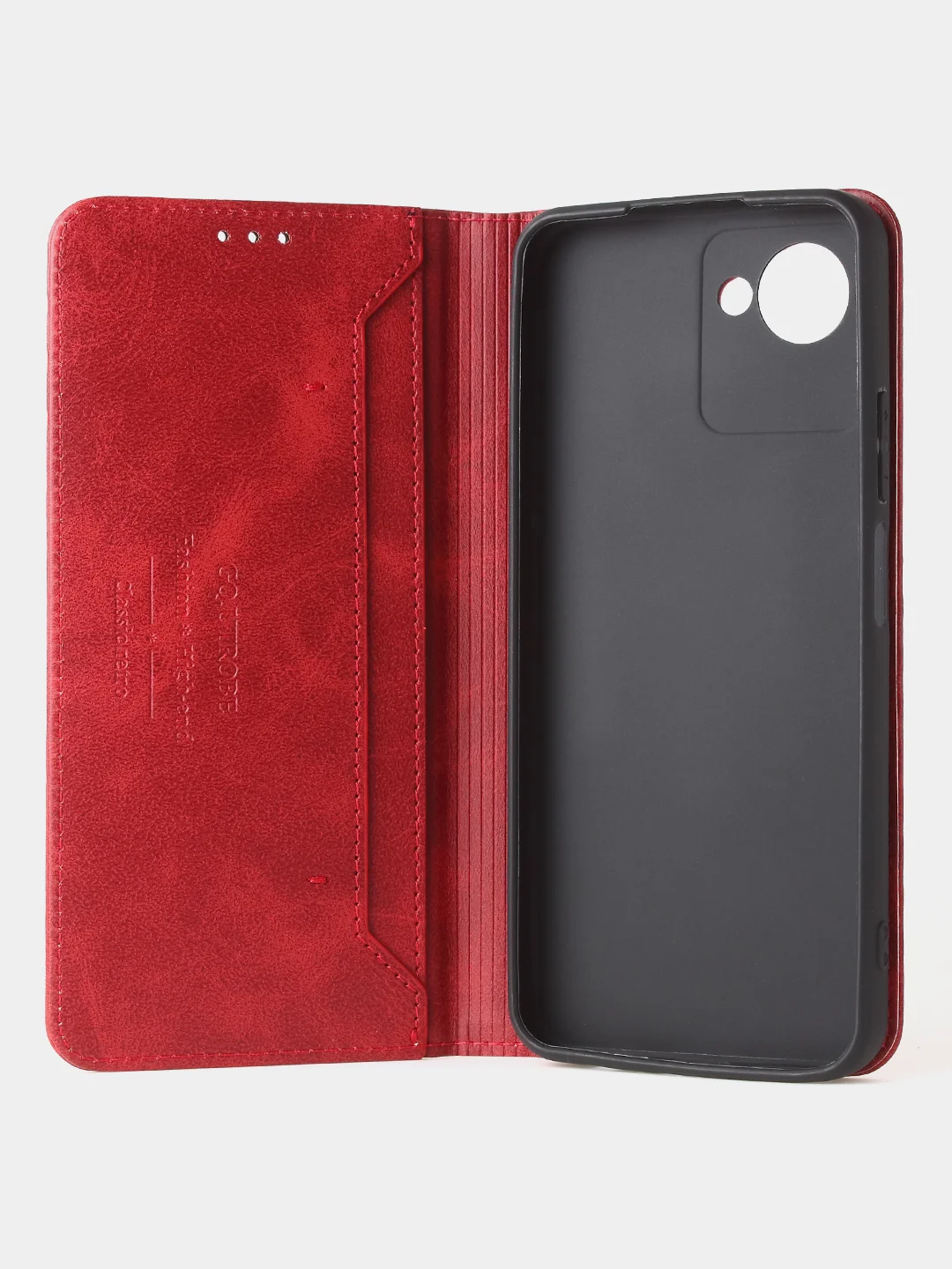 Красный чехол-книжка GQ для Realme C30 / Realme C30s / Realme Narzo 50i Prime из кожи