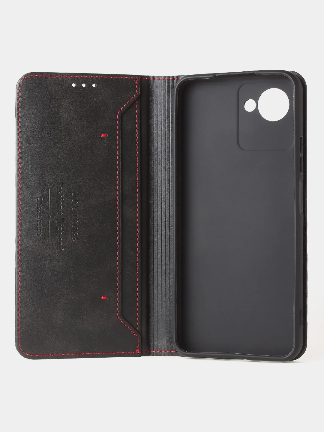 Черный чехол-книжка GQ для Realme C30 / Realme C30s / Realme Narzo 50i Prime из кожи