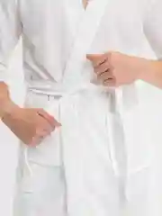 Белый халат домашний мужской вафельный