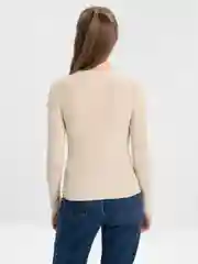 Молочный пуловер вязанный, женский, с люрексом, с длинными рукавами
