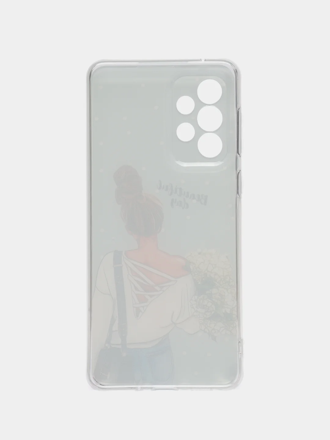 Тёмно-серый чехол на Samsung Galaxy A33 5G / Галакси А33 5G прозрачный, с рисунком, защита камеры