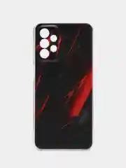 Красный чехол силиконовый на Samsung Galaxy A23 / Самсунг А23 прозрачный с рисунком, защита камеры