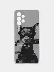 Серый чехол на Samsung Galaxy A33 5G / Галакси А33 5G прозрачный, с рисунком, защита камеры