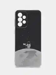 Серебряный чехол на Samsung Galaxy A33 5G / Галакси А33 5G прозрачный, с рисунком, защита камеры