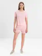 Коралловый меланж костюм летний: футболка, шорты