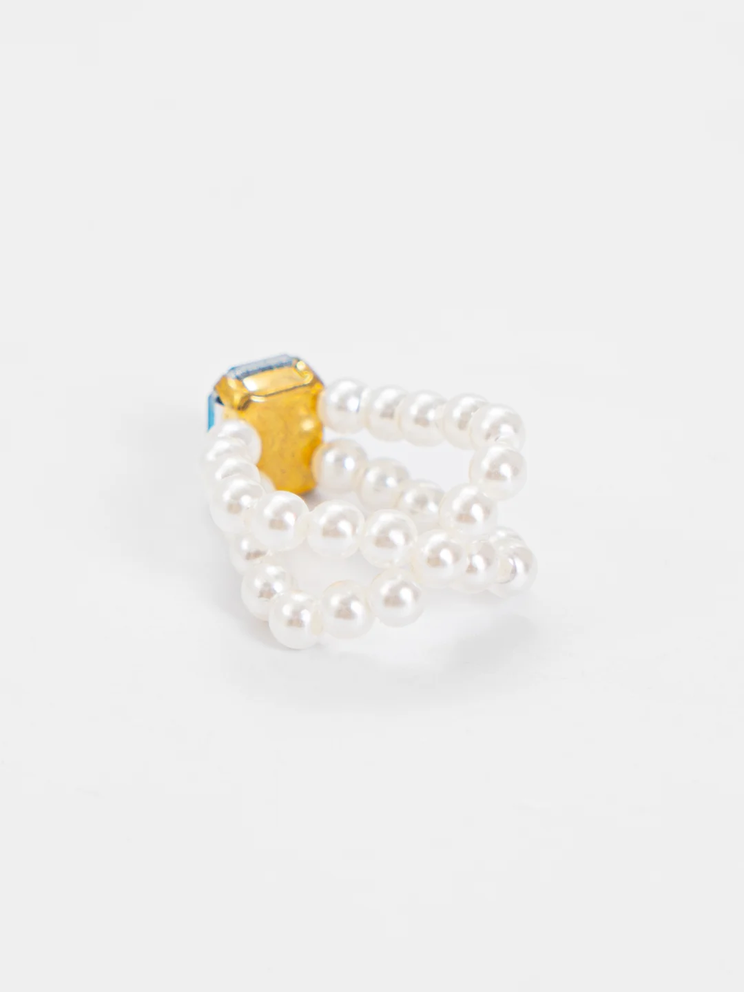 Кольцо женское из искусственного жемчуга, безразмерное с кристаллом Swarovski