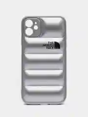 Серебряный чехол с логотипом The North Face, на iPhone (Айфон) 11, 13, 14, 15, 7, 8 Plus, XXS, XR, 12 Pro Max, Plus