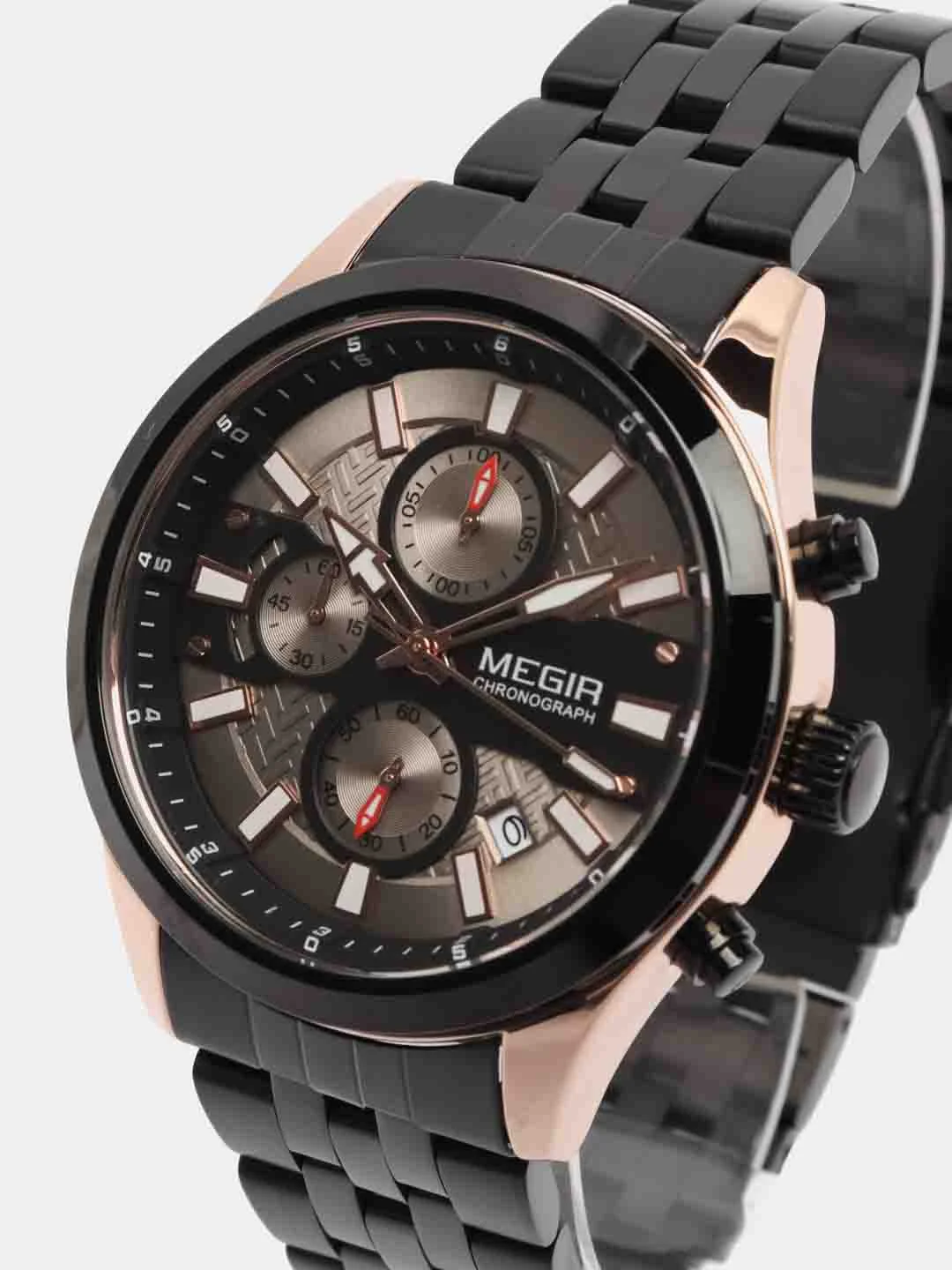 Хром мужские наручные часы Megir MS2154G, с хронографом, в подарочной упаковке