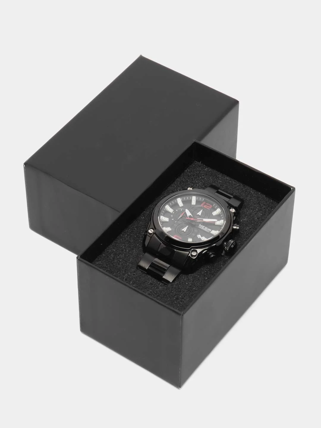 Серебряный мужские наручные часы Megir MS2063G, с хронографом, в подарочной упаковке