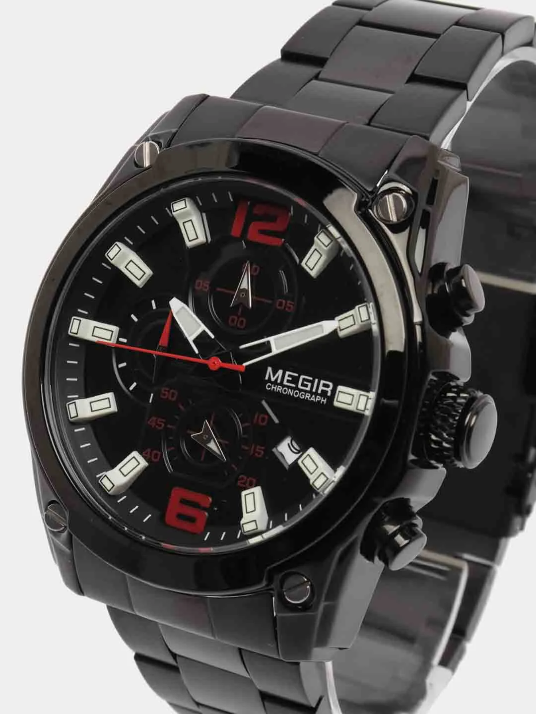 Серебряный мужские наручные часы Megir MS2063G, с хронографом, в подарочной упаковке