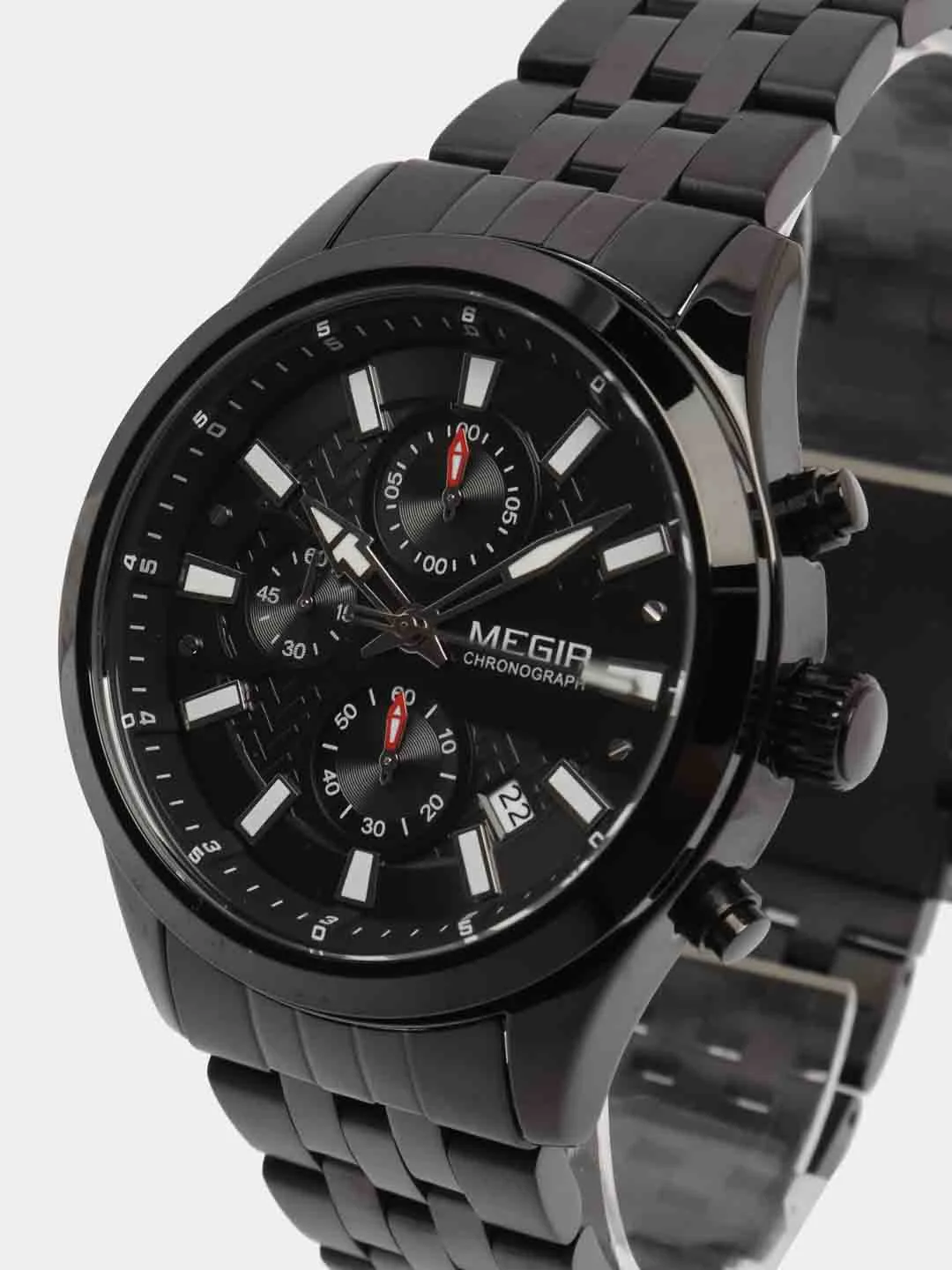 Черный мужские наручные часы Megir MS2154G, с хронографом, в подарочной упаковке