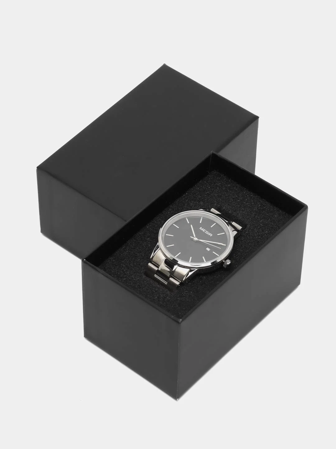Черный мужские наручные часы Megir MS2164G, с календарём, в подарочной упаковке