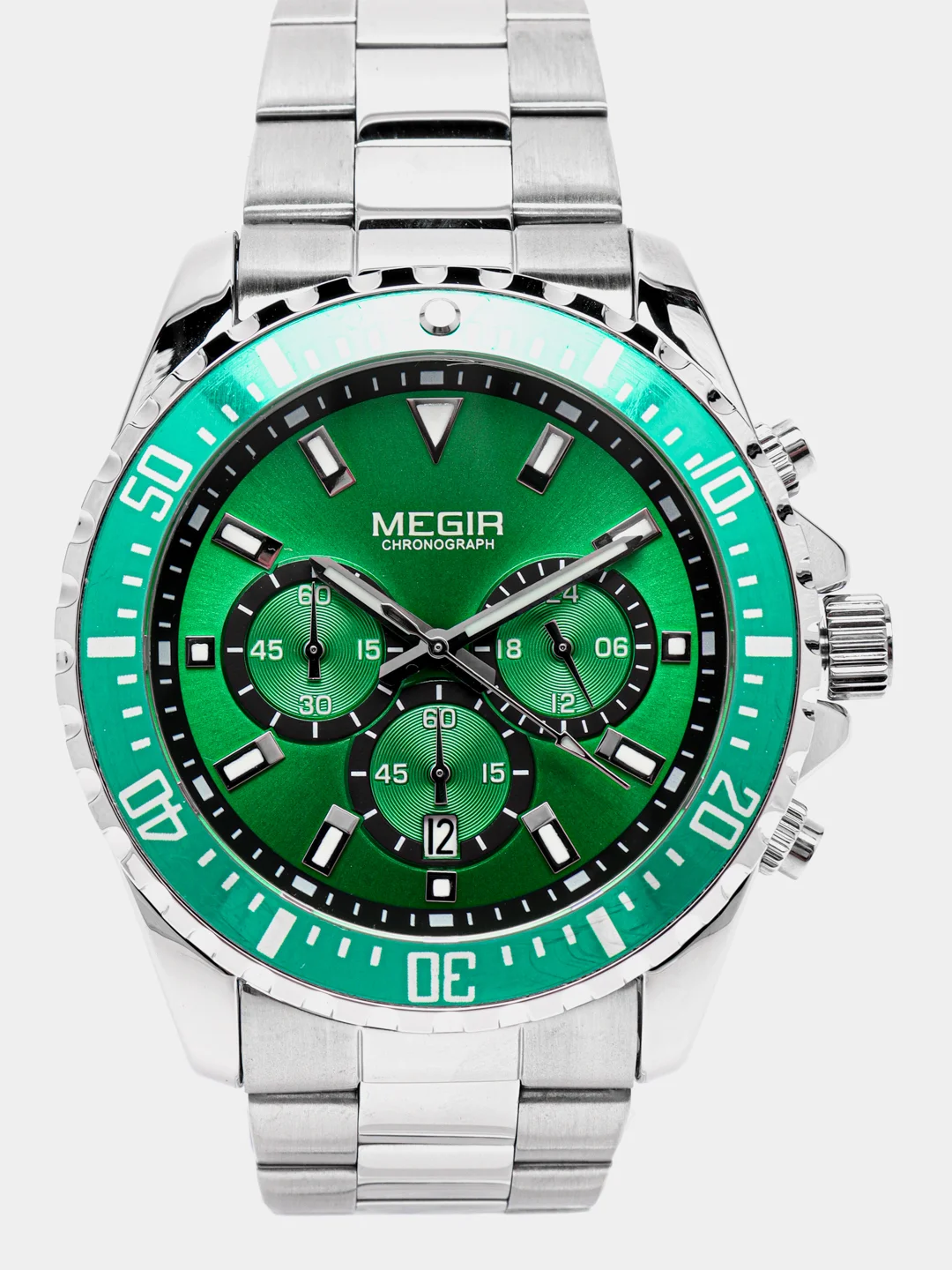 Зеленый мужские наручные часы Megir MS2064G, с хронографом, в подарочной упаковке