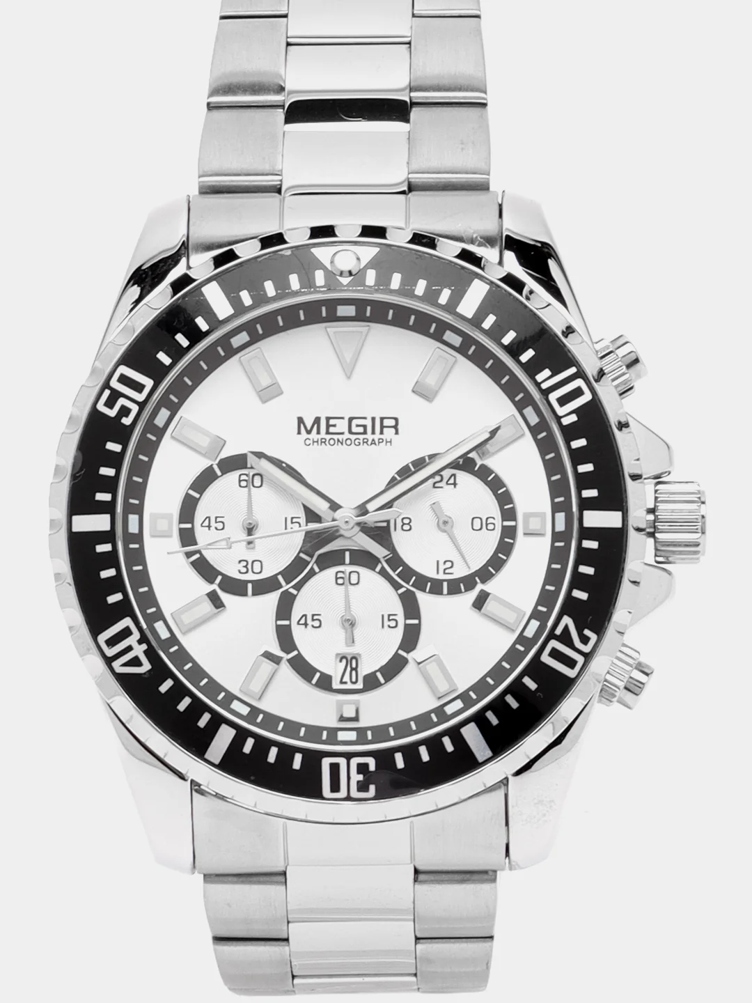 Серебряный мужские наручные часы Megir MS2064G, с хронографом, в подарочной упаковке