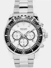 Серебряный мужские наручные часы Megir MS2064G, с хронографом, в подарочной упаковке