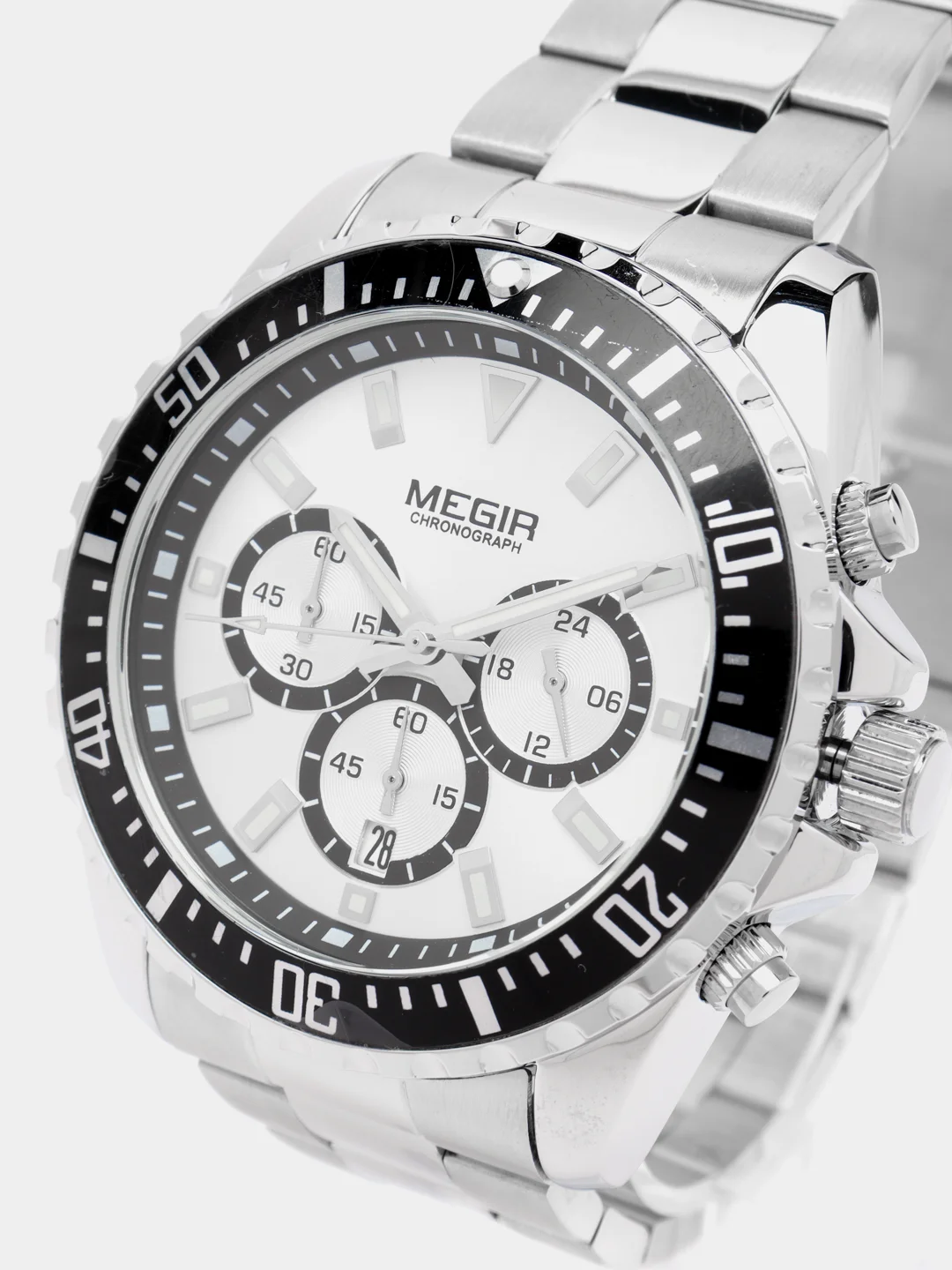 Серебряный мужские наручные часы Megir MS2064G, с хронографом, в подарочной упаковке