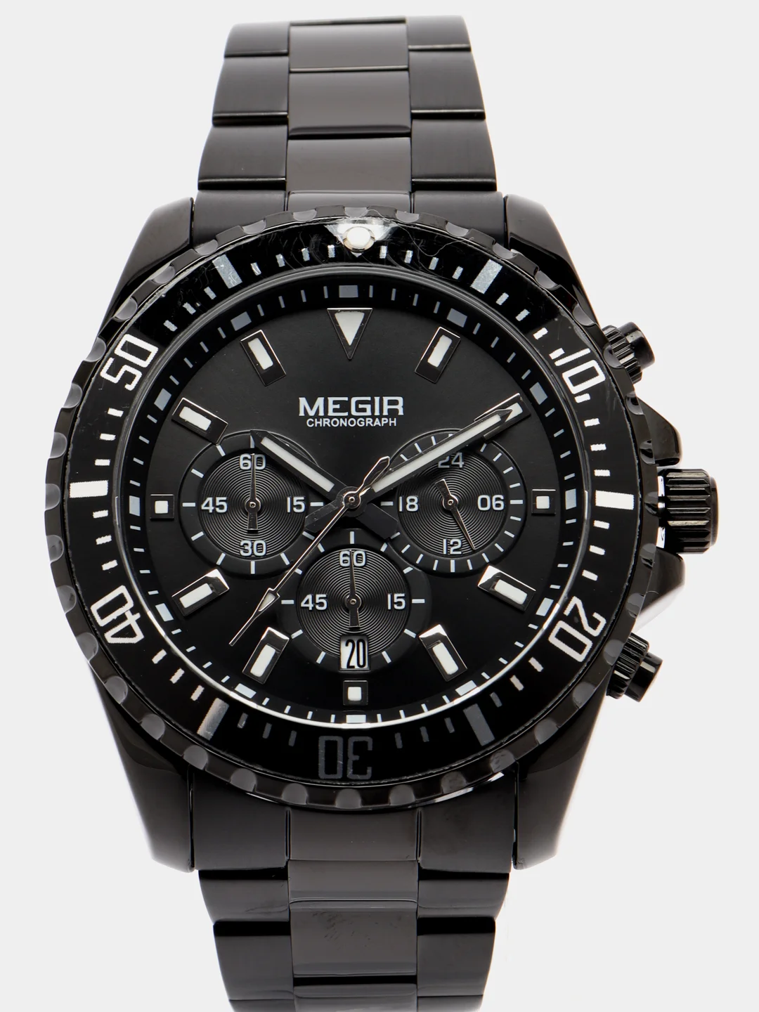 Черный мужские наручные часы Megir MS2064G, с хронографом, в подарочной упаковке