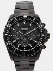 Черный мужские наручные часы Megir MS2064G, с хронографом, в подарочной упаковке