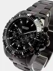 Черный мужские наручные часы Megir MS2064G, с хронографом, в подарочной упаковке