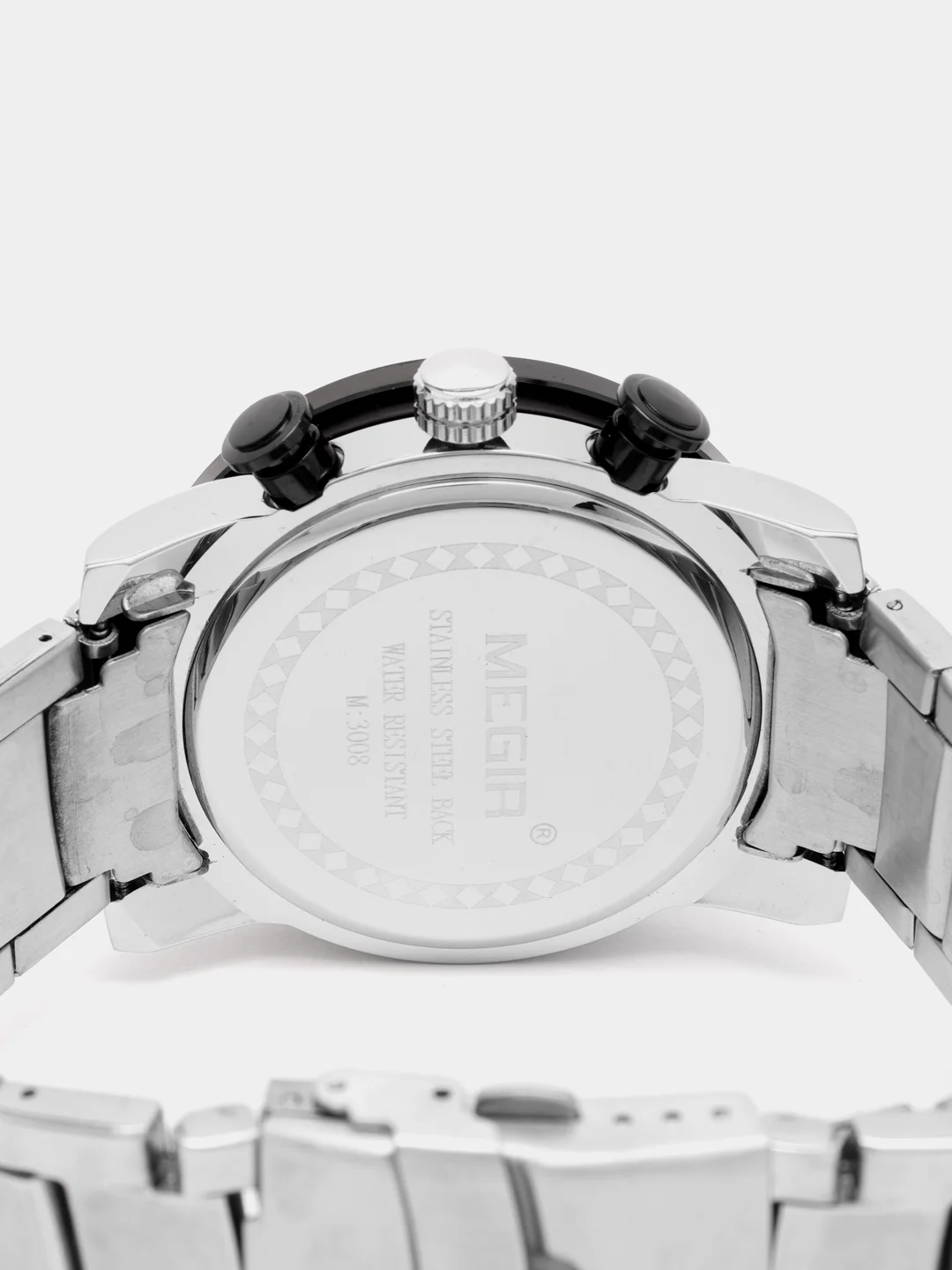 Хром мужские наручные часы Megir MS3008G, с хронографом, в подарочной упаковке