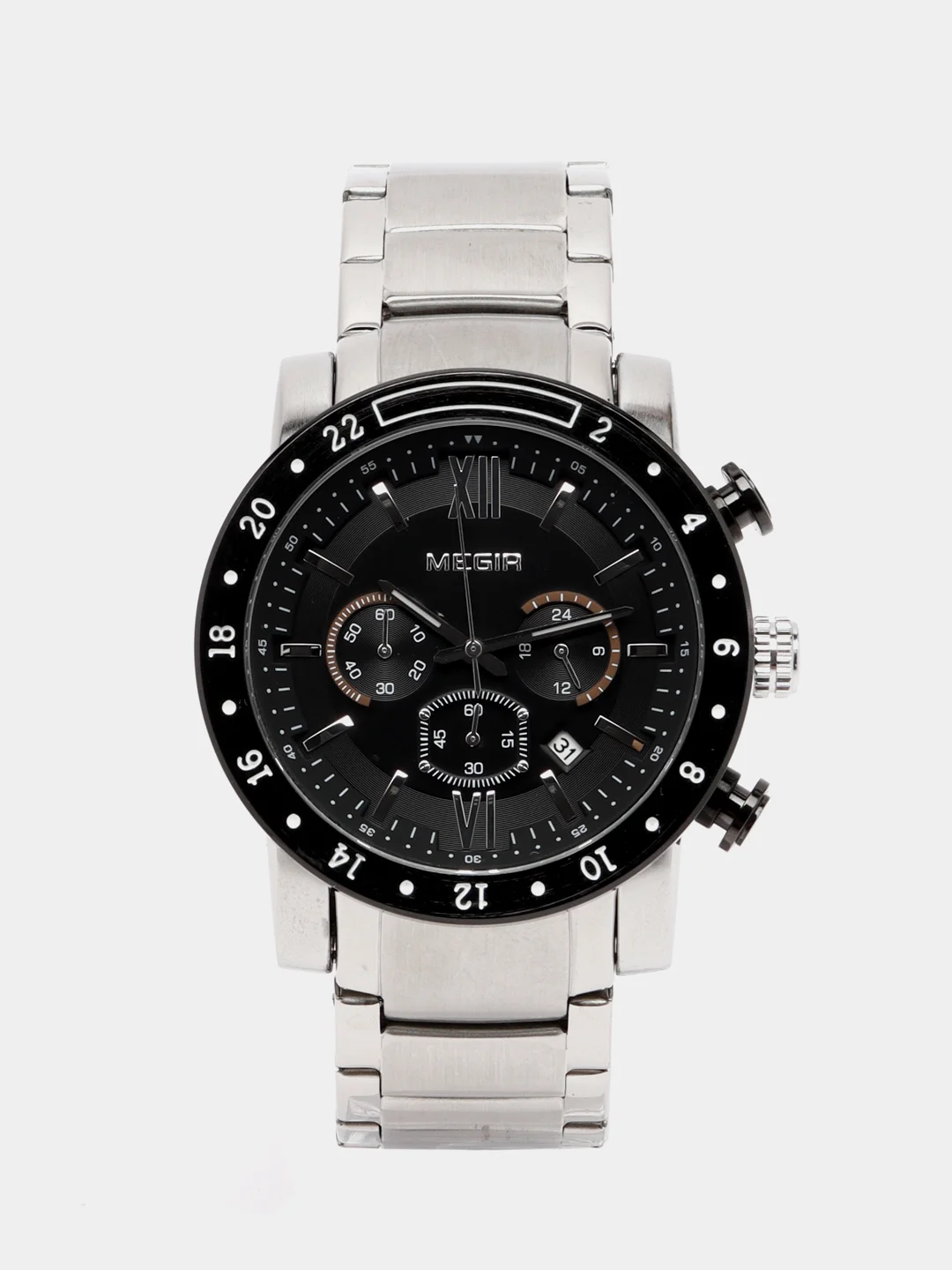Хром мужские наручные часы Megir MS3008G, с хронографом, в подарочной упаковке