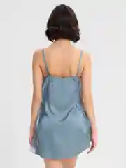 Серый ночная сорочка из искусственного шелка на шнуровке