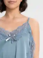 Серый ночная сорочка из искусственного шелка на шнуровке