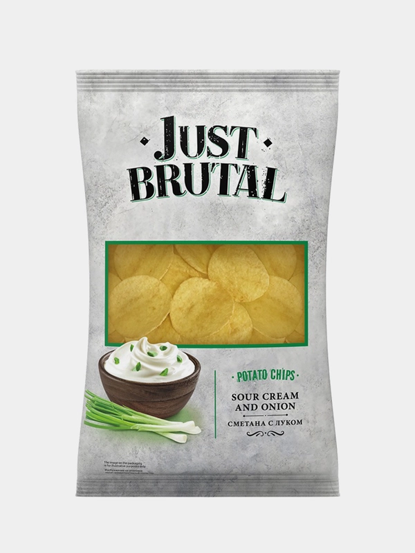 Чипсы Just Brutal со вкусом сметаны с луком, 85г