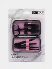 Розовый набор для маникюра и педикюра, маникюрный набор в футляре/ маникюрные ножницы/ 7 предметов
