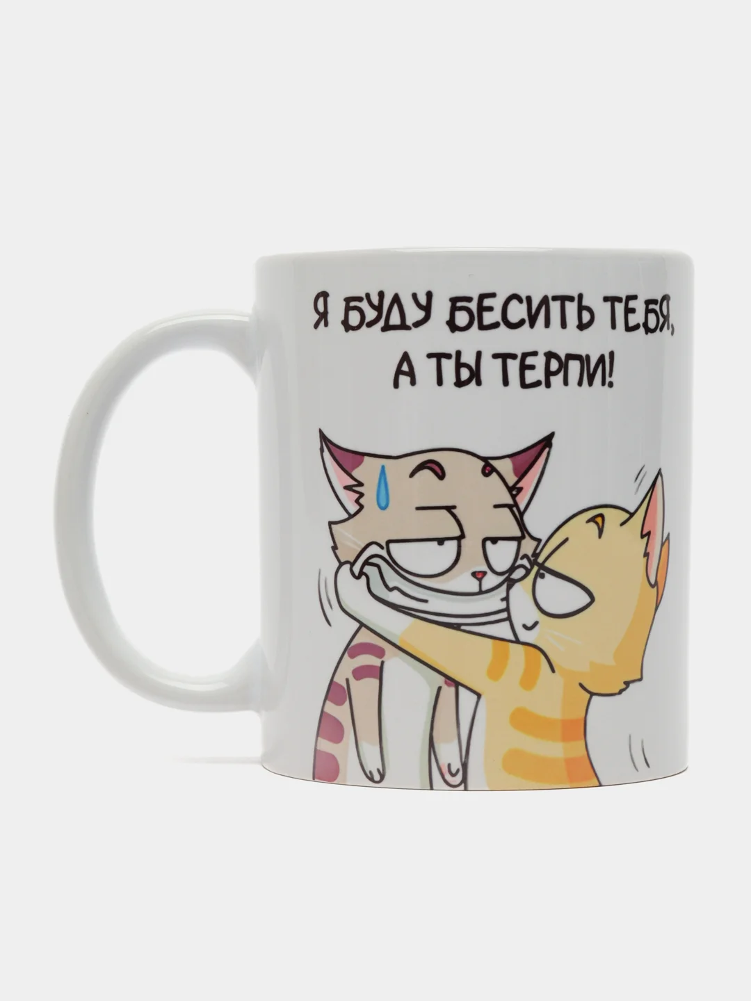 Белый кружка сувенирная с принтом "Я буду бесить тебя, а ты терпи"