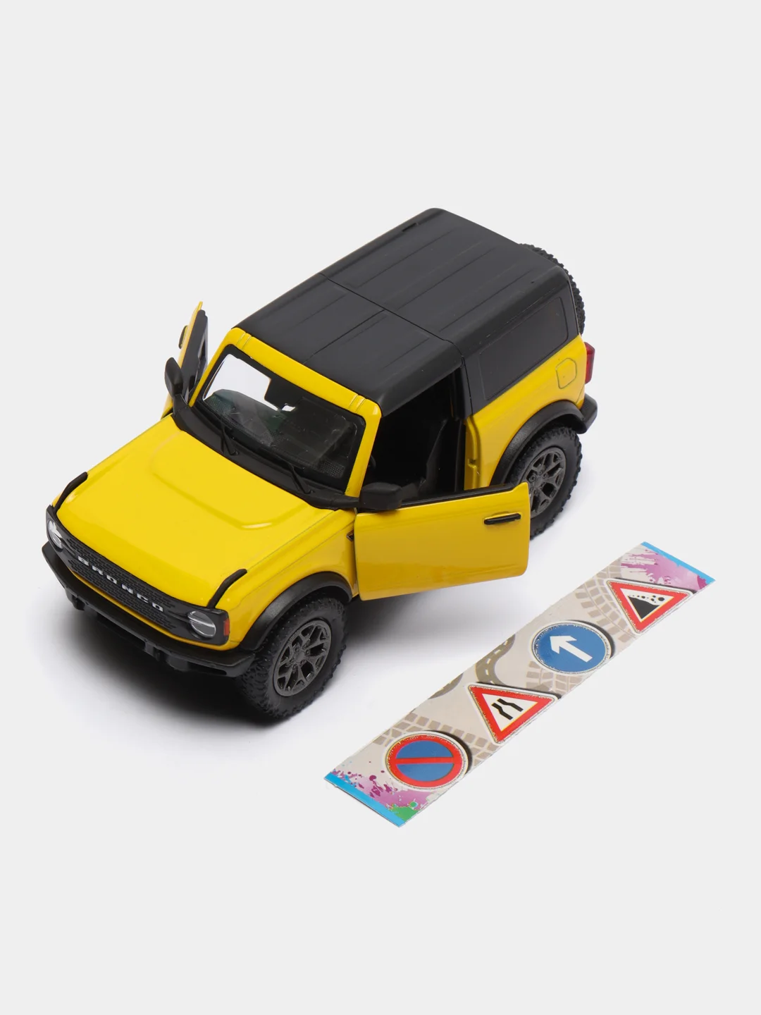 Желтый машинка металлическая инерционная 2022 Ford Bronco Hard Top 5438BDKT 1:34 Kinsmart