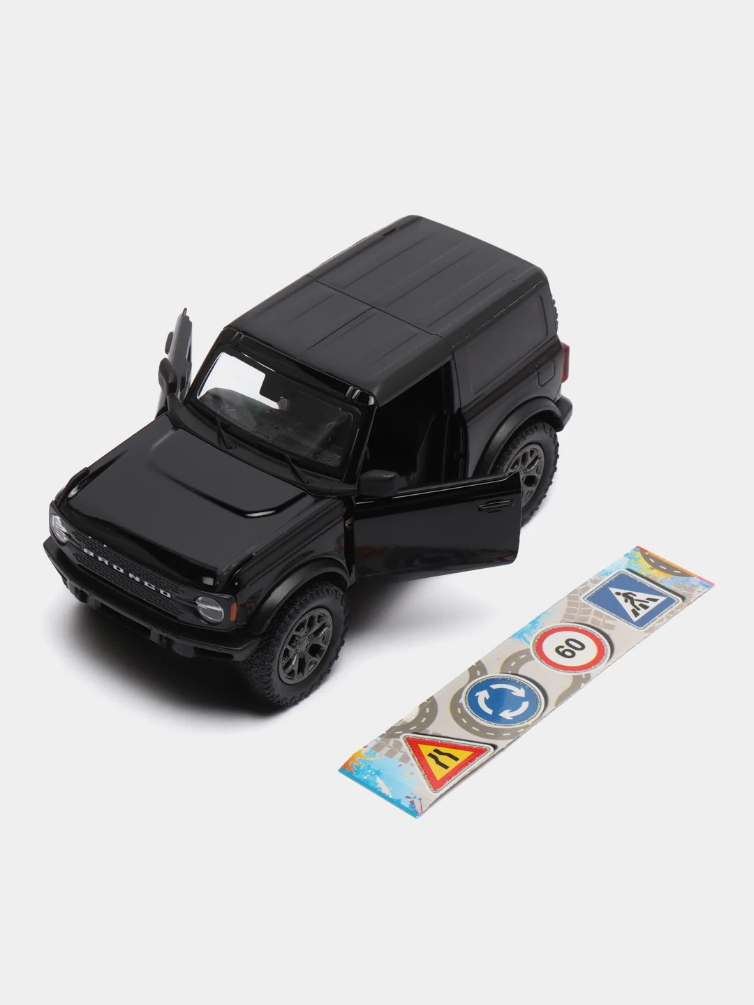 Черный машинка металлическая инерционная 2022 Ford Bronco Hard Top 5438BDKT 1:34 Kinsmart