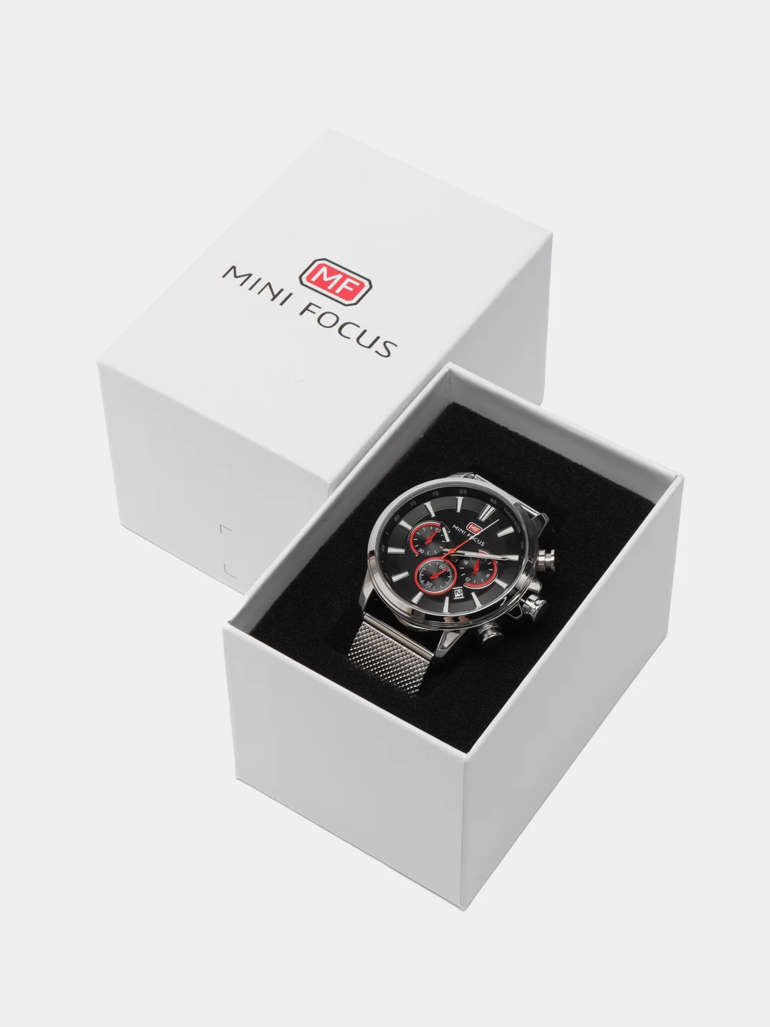 Серебряный мужские наручные часы Mini Focus MF0142G с хронографом, в подарочной упаковке