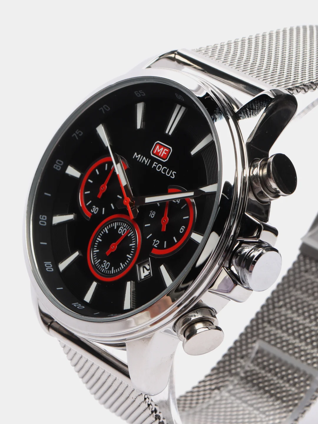 Серебряный мужские наручные часы Mini Focus MF0142G с хронографом, в подарочной упаковке