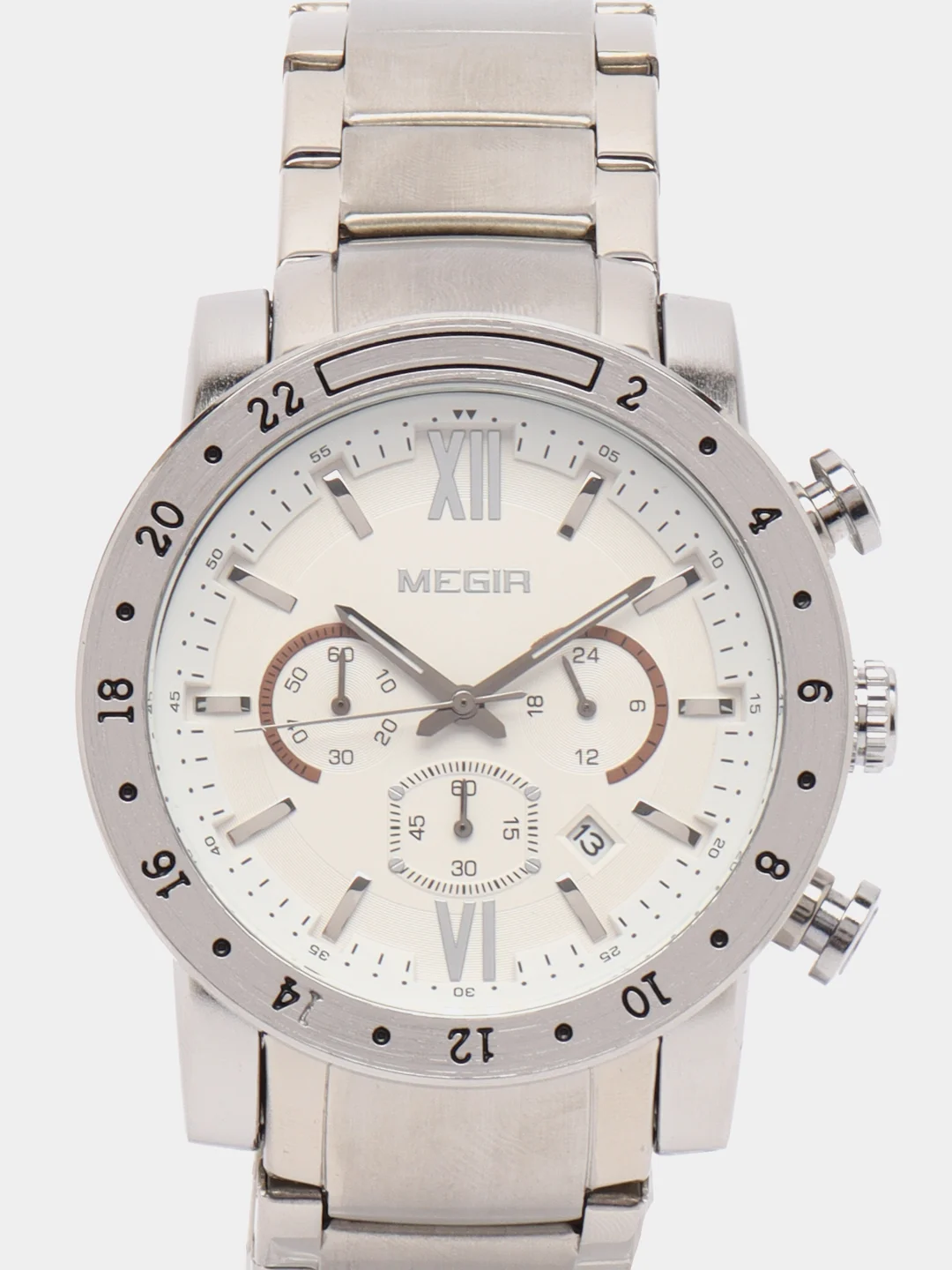 Золотой мужские наручные часы Megir MS3008G, с хронографом, в подарочной упаковке
