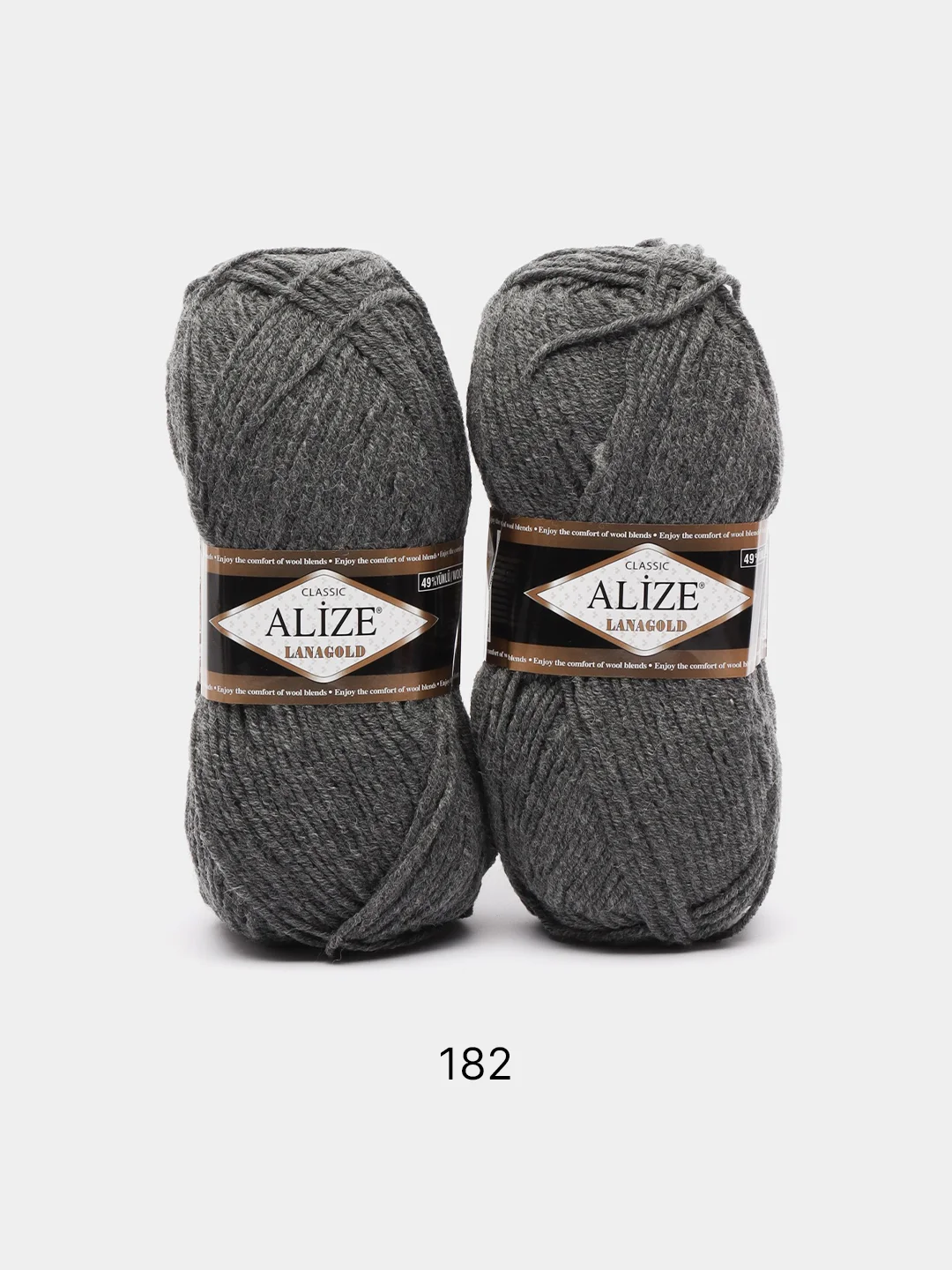 Серый меланж пряжа Alize Lanagold, комплект 2 штуки, 3 штуки, 49% шерсть, 51% акрил, 100 г, 240 м,Ч1