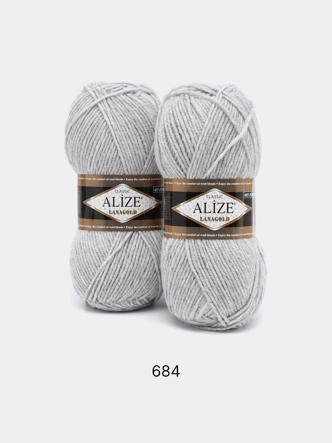 Серебряный пряжа Alize Lanagold, комплект 2 штуки, 3 штуки, 49% шерсть, 51% акрил, 100 г, 240 м,Ч1