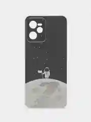 Серебряный силиконовый чехол на Realme C35 / Реалми С35 прозрачный, с рисунком, защита камеры