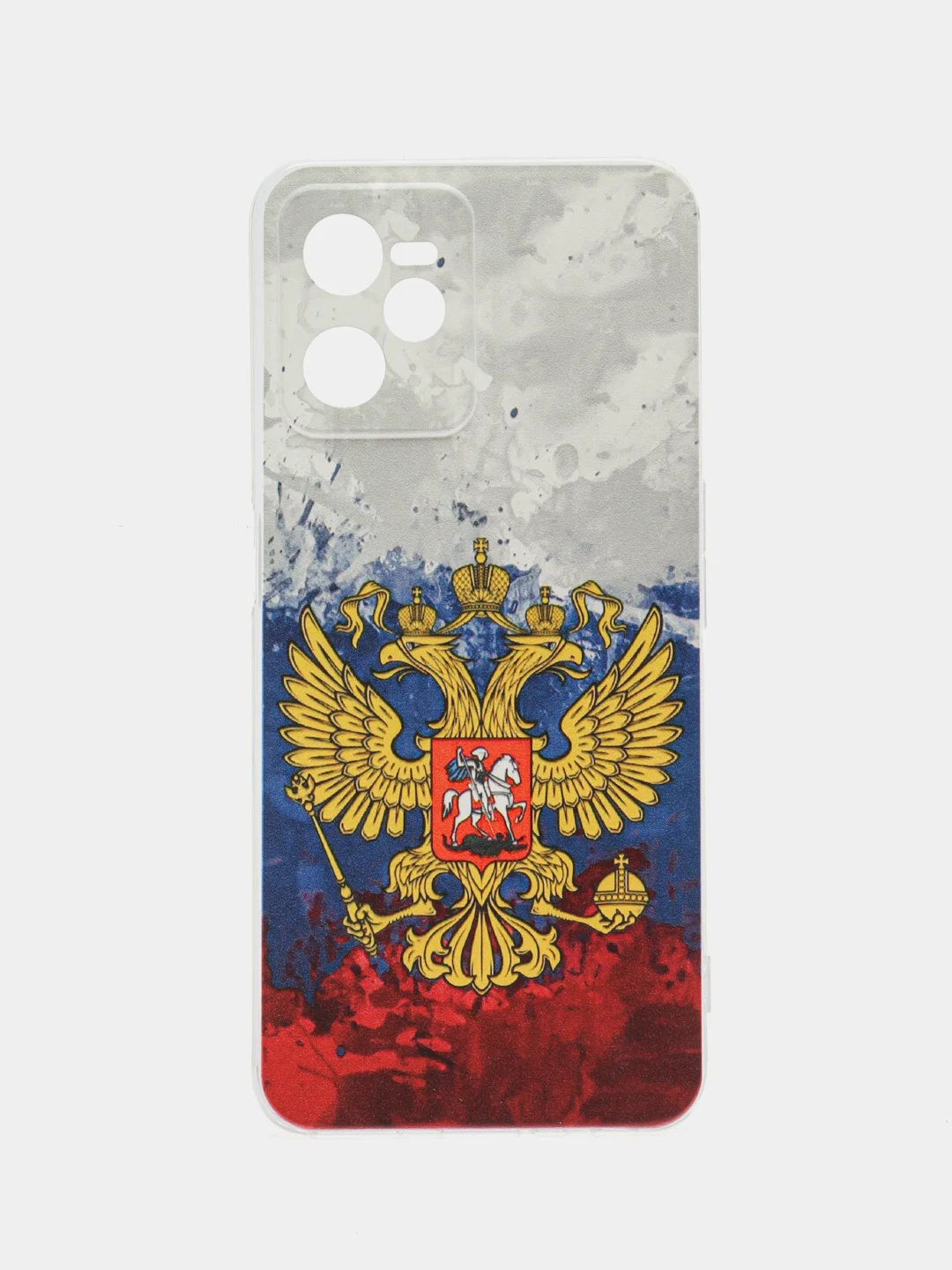 Синий силиконовый чехол на Realme C35 / Реалми С35 прозрачный, с рисунком, защита камеры